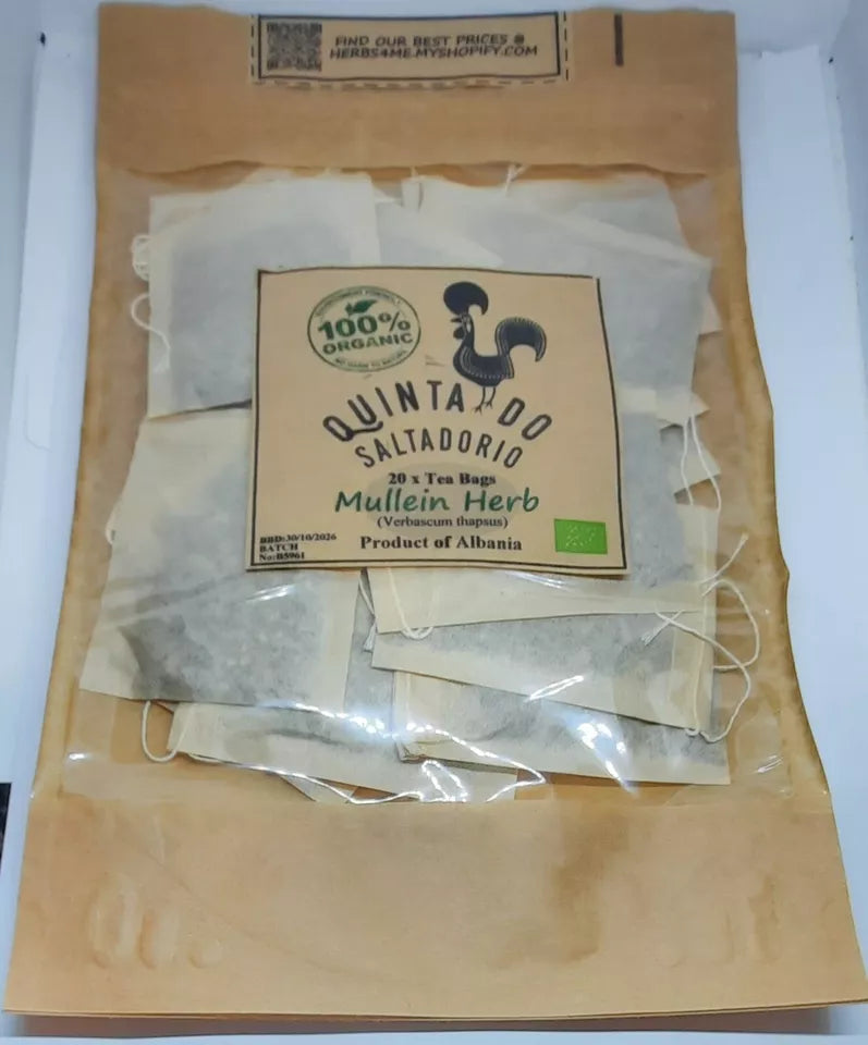 20 X Mullein Leaf Tea Bags 🌿 -Lung Cleanse Detox Herbal Tea ☕* UNBLEACHED bags *📢